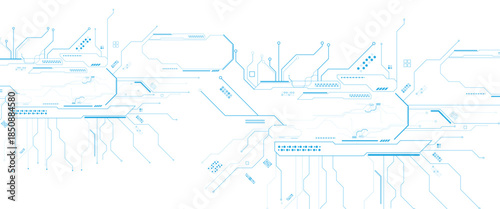 Abstract digital technology futuristic internet network speed connection white and blue background. Technology background with crossed lines and dots