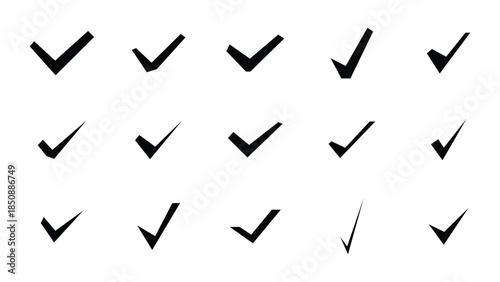 Black Color Check Icon set Design with White Background, EPS Vector Art Doodle Elements. 