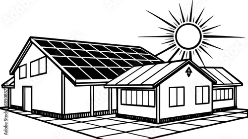 Very beautiful ultra realistic sunrise view of modern solar panels installed on a Cheyenne, Wyoming home, emphasizing clean energy innovation, early light, and sustainable residential design.