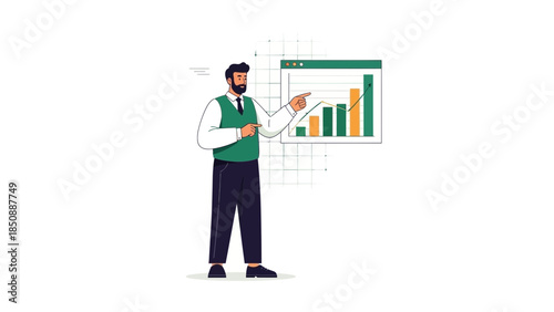 professional businessman analyzing growth chart with rising trend in graph display for business or