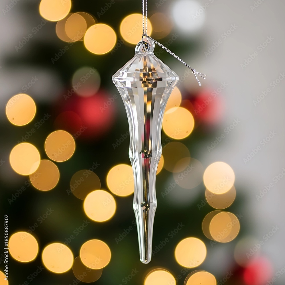 custom made wallpaper toronto digitalBeautiful Clear Glass Icicle Christmas Ornament with Cute Bubbles on Festive Tree Background