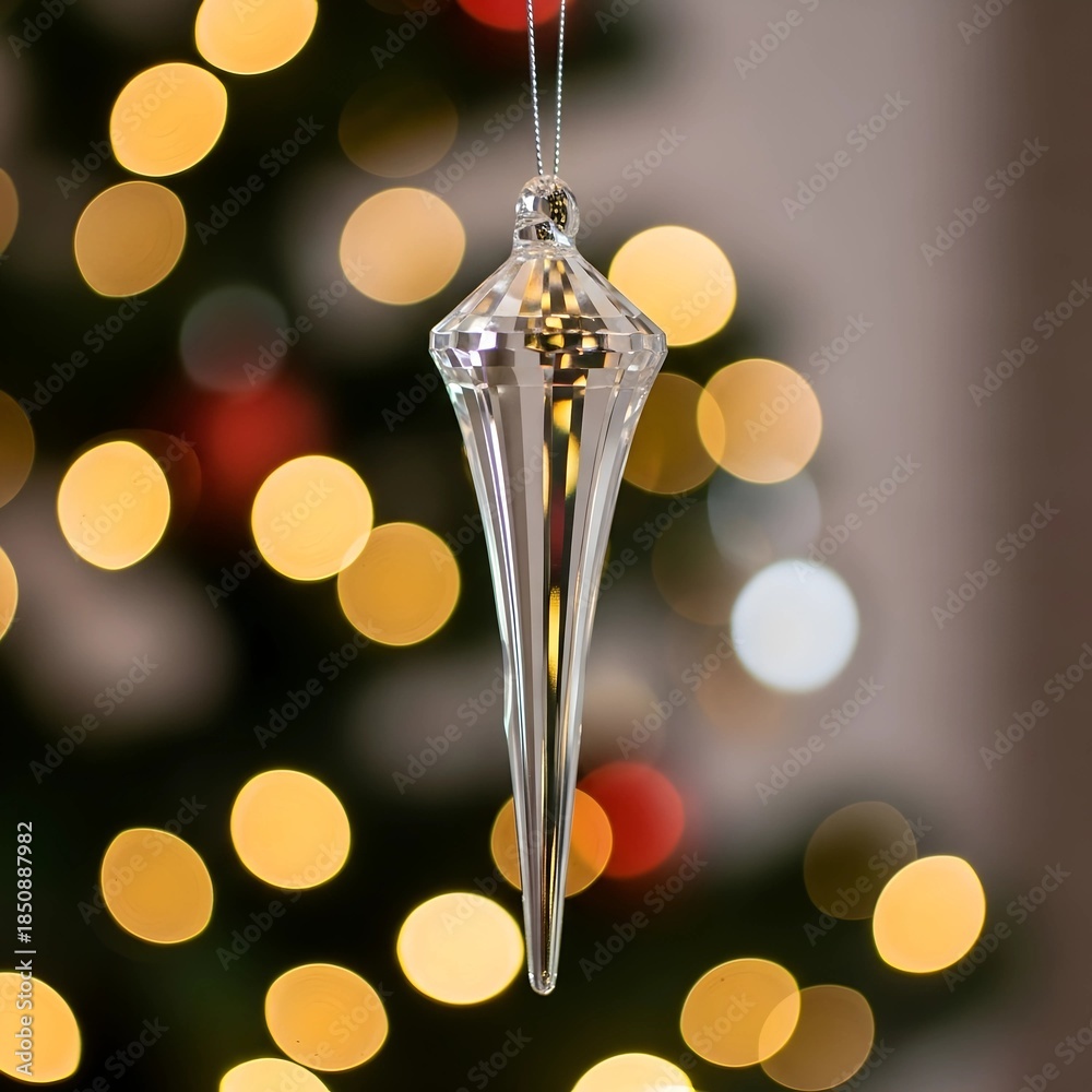 custom made wallpaper toronto digitalCute Sparkling Crystal Icicle Beautiful Christmas Ornament Hanging on Pine Branch Background