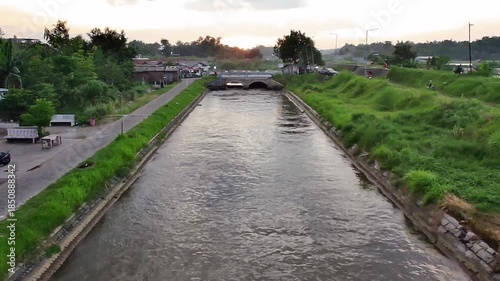 Flowing river water in natural environment