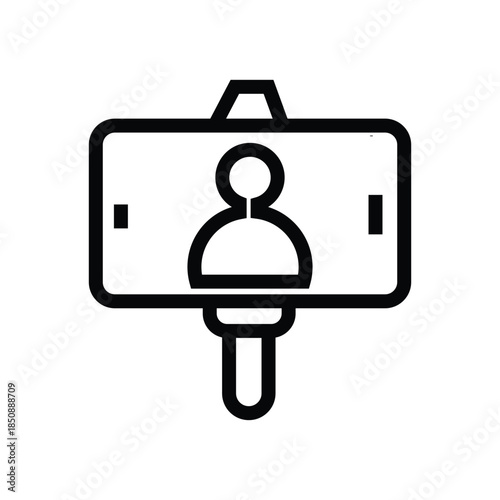 Selfie Stick Icon with Person Silhouette
