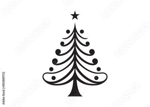 christmas tree logo silhouette vector, Pine tree logo icon silhouette, Christmas Tree logo design vector illustration, vector silhouette of a pine tree logo silhouette on white background.