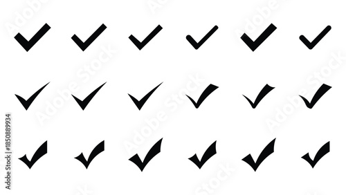 Check Mark Vector Illustrator Icon Set Isolated on White Background. 
