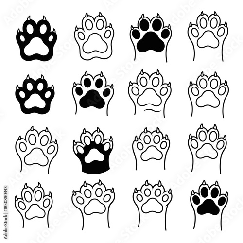 Collection of Animal Paw Prints in Various Styles and Designs.