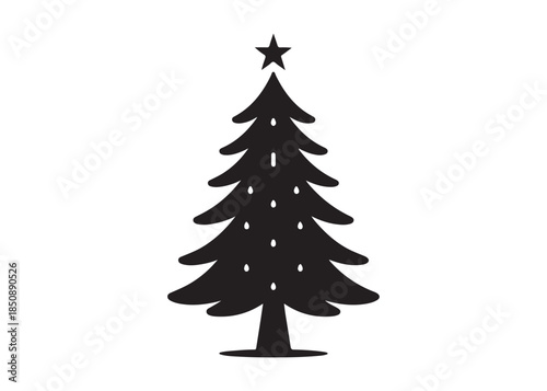 christmas tree logo silhouette vector, Pine tree logo icon silhouette, Christmas Tree logo design vector illustration, vector silhouette of a pine tree logo silhouette on white background.