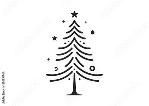 christmas tree logo silhouette vector, Pine tree logo icon silhouette, Christmas Tree logo design vector illustration, vector silhouette of a pine tree logo silhouette on white background.
