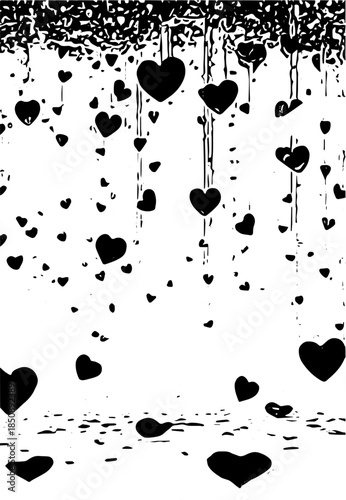 set of black and white hearts