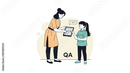quality assurance process between a woman and a child in a professional setting