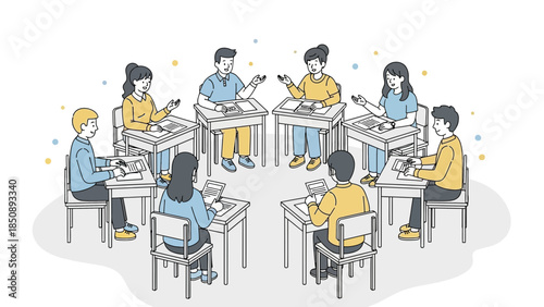 diverse group of students engaged in a classroom discussion during a seminar or group study session