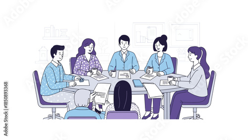 business meeting with diverse team of professionals discussing strategies around conference table