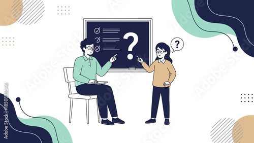 Business Presentation Discussion Between Two Colleagues in Modern Office Setting