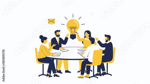 Creative Brainstorming Session with Business Team Collaborating on New Ideas