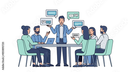 business team meeting with diverse participants discussing ideas and strategies in a corporate