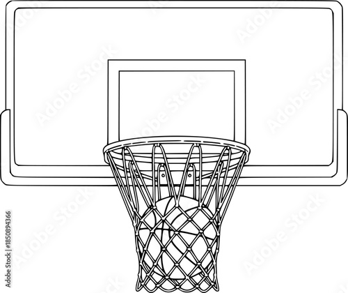 Basketball Hoop Ring Net Vector Silhouette Illustration
