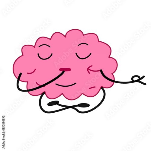 brain doing yoga breathing exercise clipart element funny brain doing breathing inhale and exhale practice mental and physical health meditation.eps