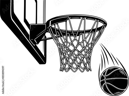 Basketball Hoop Ring Net Vector Silhouette Illustration
