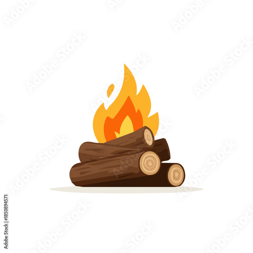 flat_2D_icon_of_a_campfire_log_isolated_Vector, eps, flat design, animation design, simple flat 2D icon, minimalist design, clipart, illustration