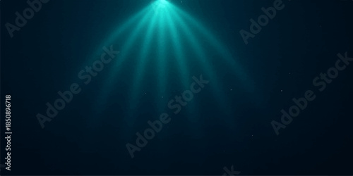Abstract blue background design with glowing rays and bright star beams shining through a dark space pattern to create a motion blur flare energy backdrop
