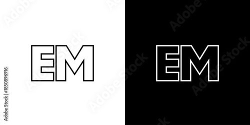 Letter E and M, EM logo design template. Minimal monogram initial based logotype.
