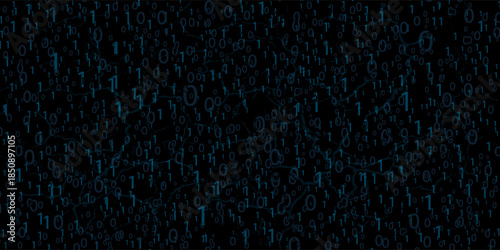 Binary code background. Software programming. Glowing numbers. Digital data. Technological concept. Vector illustration. EPS 10