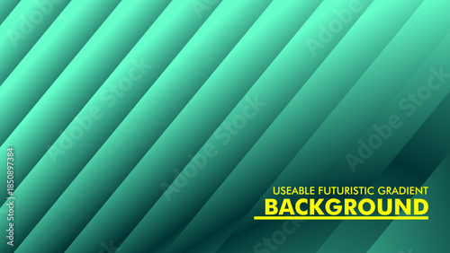 This futuristic graphic design showcases elegant mint green diagonal lines with soft shadows for a clean, professional, and stylish look.