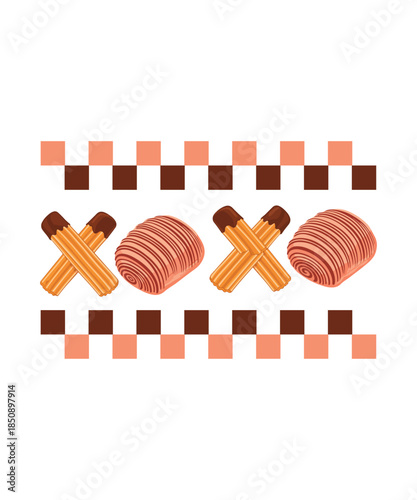 XOXO Valentine's Day Text Design with Churros 