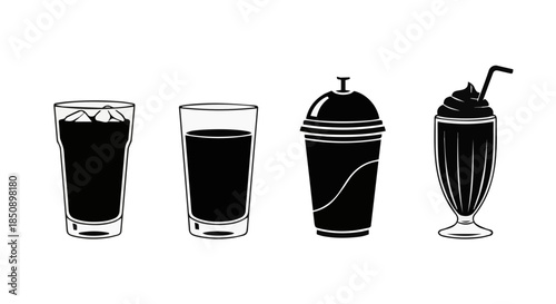 Refreshing Cold Beverage Icon Set Featuring Iced Coffee Soda Smoothies And Milkshakes For Upcoming Festival
