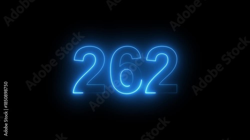 Abstract glowing Neon 262 number educational mathematics text icon animation on black background. a dynamic motion and glowing neon number countdown icon animation. 