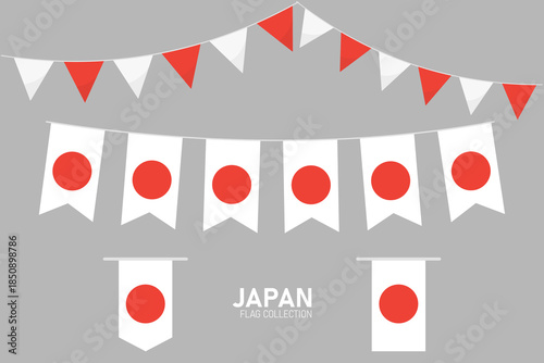 Japan national flag collection, Flag garlands festive bunting triangle banners and hanging flag