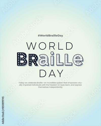 World Braille Day Vector Illustration - Braille Reading, Accessibility and Education Awareness Design