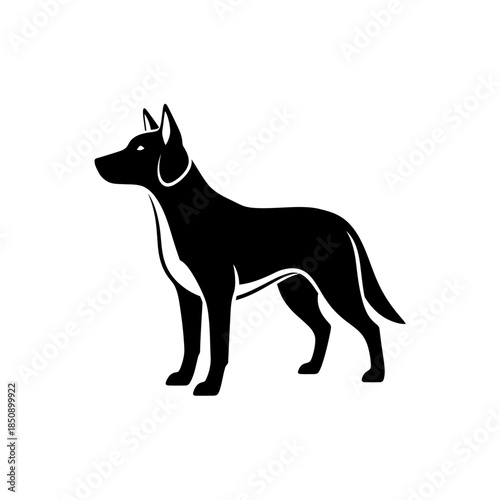 Vector icons Black Silhouette of a German Shepherd Dog Standing Alert. EPS Editable