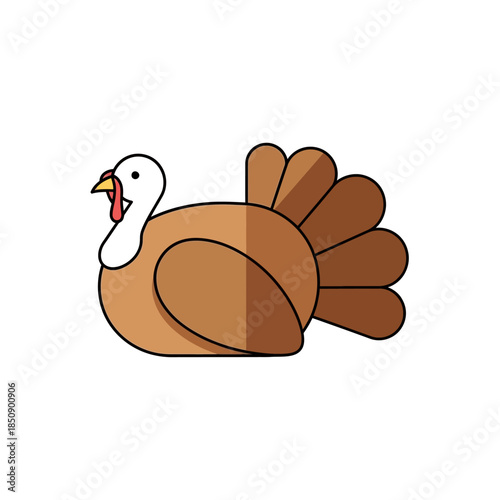 Vector icons Cartoon Turkey Illustration Sitting Down with Tail Feathers Spread. EPS Editable