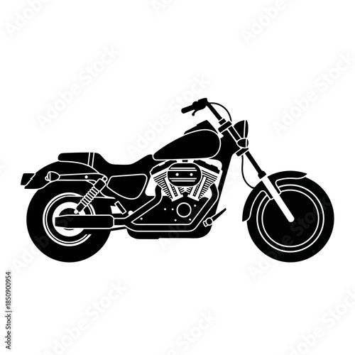 Vector icons Classic cruiser motorcycle silhouette vector illustration isolated on white background. EPS Editable