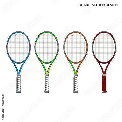 Colorful Tennis Rackets A Vector Design for Sports Enthusiasts.