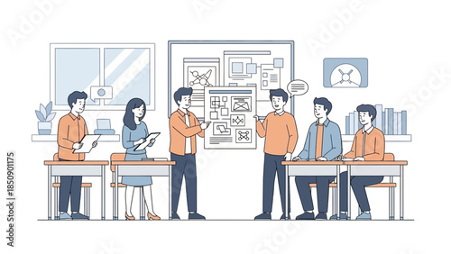 team collaboration and brainstorming session in modern office environment with diverse colleagues