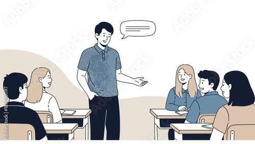 engaging classroom discussion with teacher and students in a modern educational setting