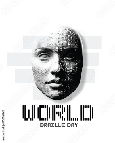 World Braille Day Vector Illustration - Braille Reading, Accessibility and Education Awareness Design