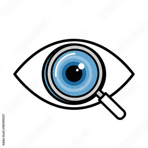Eye with Magnifying Glass Visual Inspection and Detailed Examination Concept.