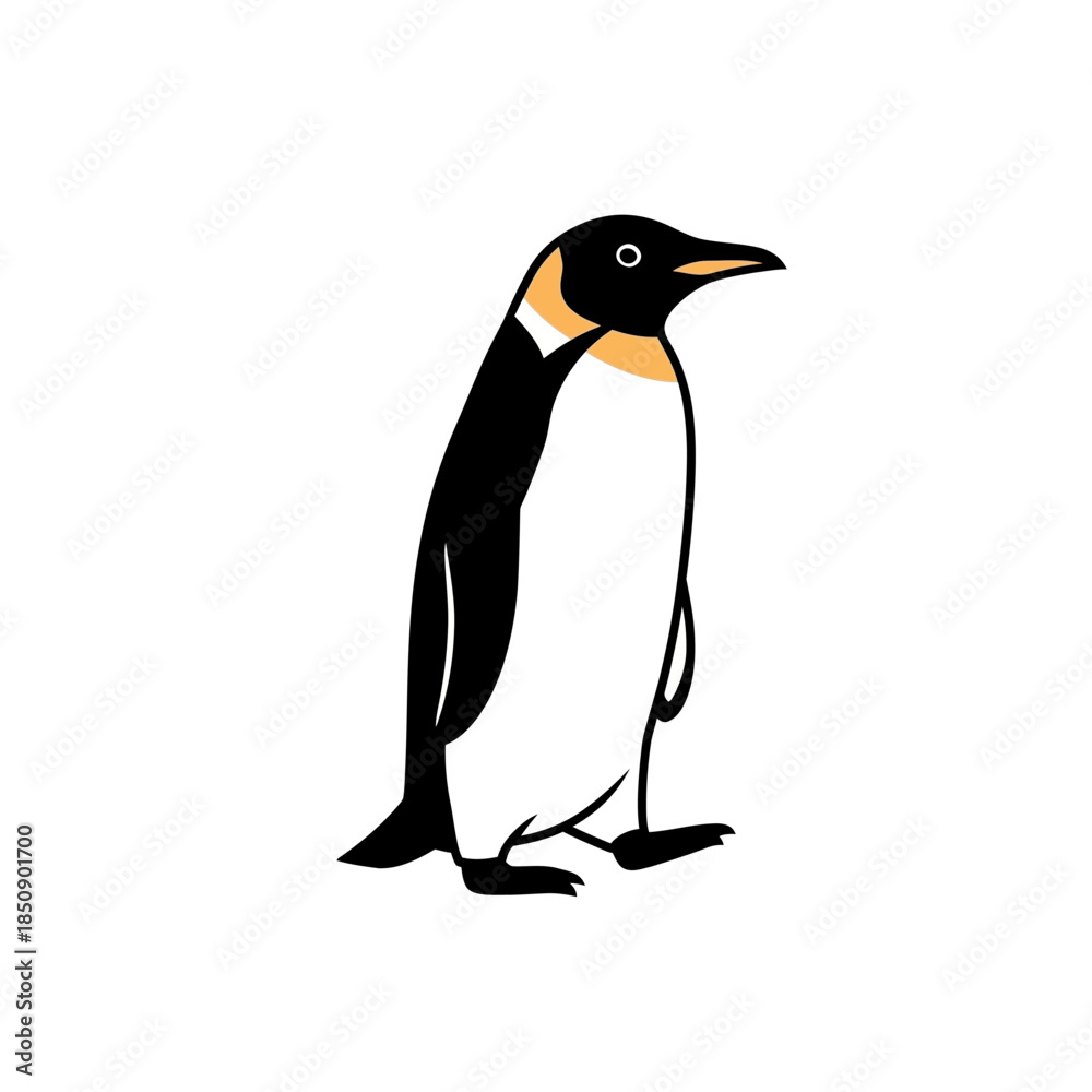 Fototapeta premium Vector icons Cute Cartoon Emperor Penguin Standing Isolated on White Background. EPS Editable