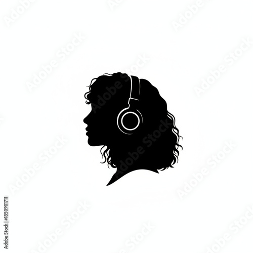 woman silhouette with headphones