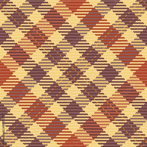 Xmas fabric seamless tartan, best check plaid texture. Contemporary background pattern vector textile in amber and red colors.