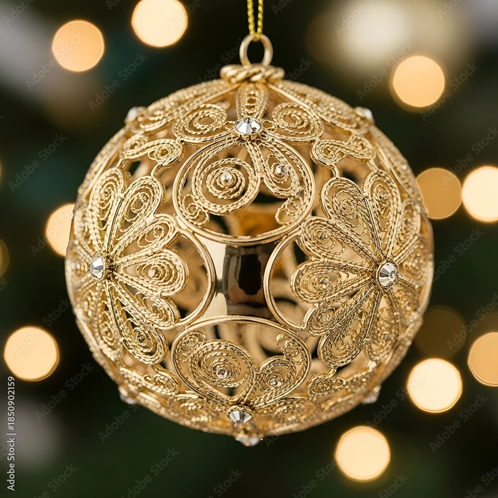 custom made wallpaper toronto digitalCute Elegant Golden Lace Ornament Beautiful Christmas Ornament against Twinkling Lights Background