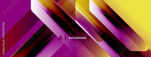 Abstract design features vibrant diagonal stripes. Purple, yellow, red hues blend creating dynamic visual effect. Modern, sleek presentation.