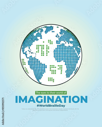 World Braille Day Vector Illustration - Braille Reading, Accessibility and Education Awareness Design