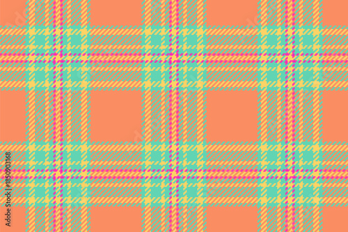 Vintage background seamless tartan, britain textile texture fabric. Classy plaid pattern check vector in orange and teal colors.