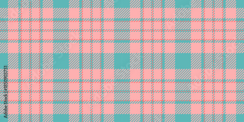 Iconic plaid seamless tartan, blank background pattern textile. Dye texture vector fabric check in red and pastel teal colors.