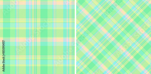 Fabric background plaid of check textile texture with a tartan pattern vector seamless. Set in trendy colors for room decor ideas.